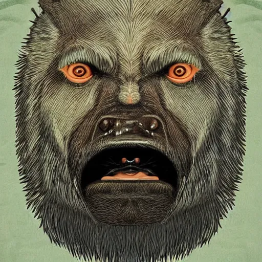 Prompt: Manbearpig is half man half bear half pig I'm super cereal beautiful stunning portrait by benoit mandelbrot