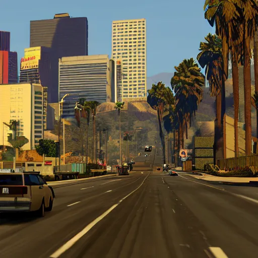 Image similar to los angeles as grand theft auto v screenshot