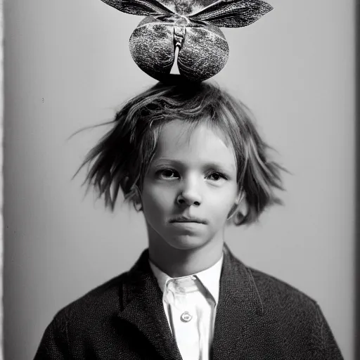 Image similar to moth boy, photograph