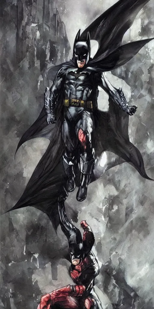 Image similar to full body batman character design by gabriele dell'otto