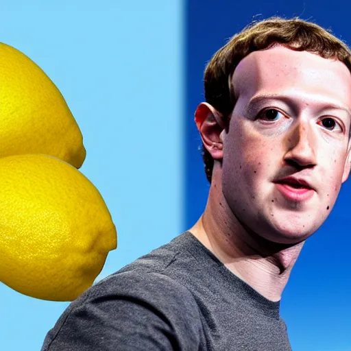 Prompt: Mark Zuckerberg with yellow pourous looking skin, skin that looks like lemon skin