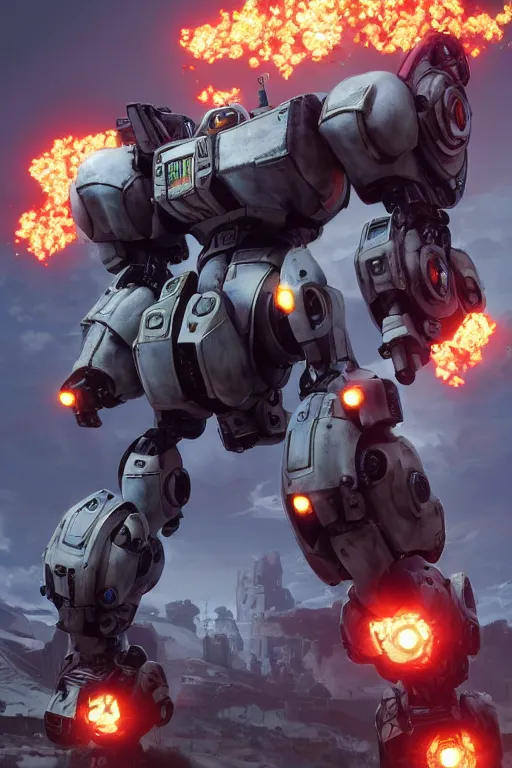 Image similar to mechwarrior 5 : mercenaries mech megaman transformer robot boss tank engine game octane render, 4 k, hd 2 0 2 2 3 d cgi rtx hdr style chrome reflexion glow fanart, global illumination ray tracing hdr fanart arstation by ian pesty by jesper ejsing pixar and disney unreal zbrush central hardmesh