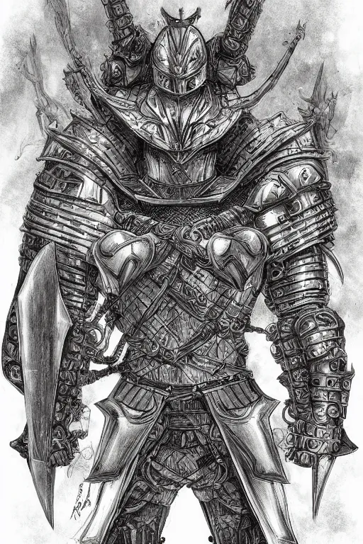 Image similar to armoured warrior, symmetrical, highly detailed, digital art, rose thorn themed armour, sharp focus, trending on art station, kentaro miura manga art style