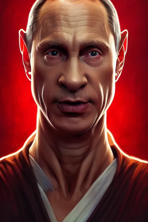 Image similar to vladimir putin as jar jar binks from star wars, realistic portrait, symmetrical, highly detailed, digital painting, artstation, concept art, smooth, sharp focus, illustration, cinematic lighting, art by artgerm and greg rutkowski and alphonse mucha