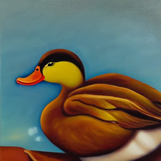 Image similar to a duck on the prowl oil painting angel planells
