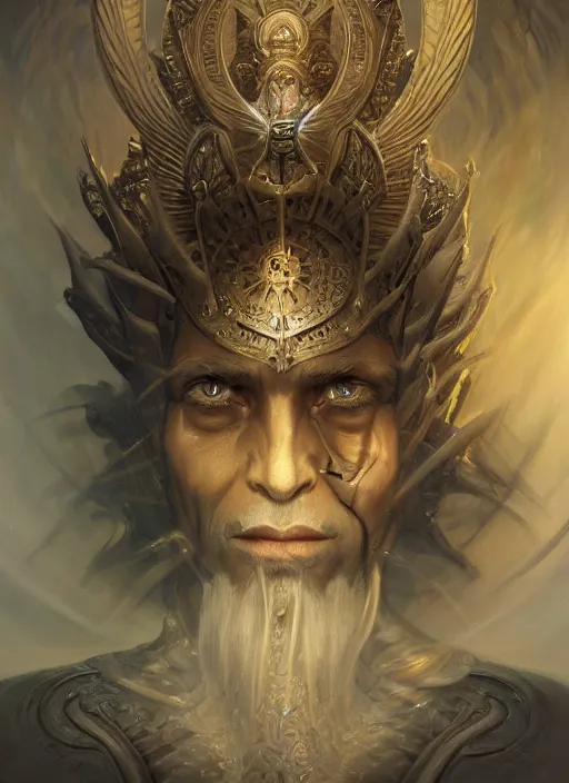 Image similar to the god king, elegant, highly detailed, centered, digital painting, artstation, concept art, smooth, sharp focus, illustration, artgerm, tomasz alen kopera, peter mohrbacher, donato giancola, joseph christian leyendecker, wlop, frank frazetta