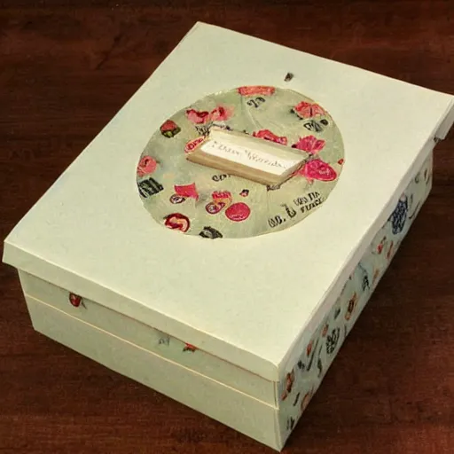 Prompt: vintage craft paper gift box, old school