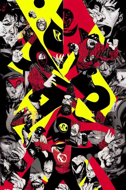 Image similar to wutang clan!!, chris bachalo comic art, pop art, no duplicate image, pixel art, ultra details, ultra realistic, digital painting, artstation, concept art, smooth, sharp focus, identical, illustration, intecrate details, art by richard hamilton and mimmo rottela, pixels art by kirokaze and paul robertson