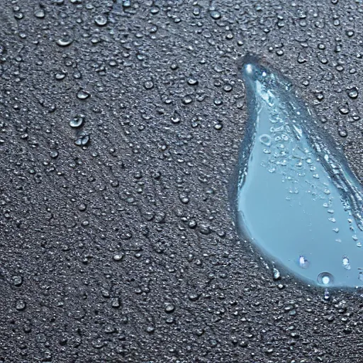 Image similar to close - up photo of one raindrop hitting pavement, splash, hyper - detailed, 8 k, high resolution.