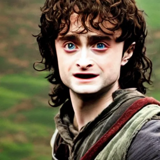 Prompt: Daniel Radcliffe as Frodo