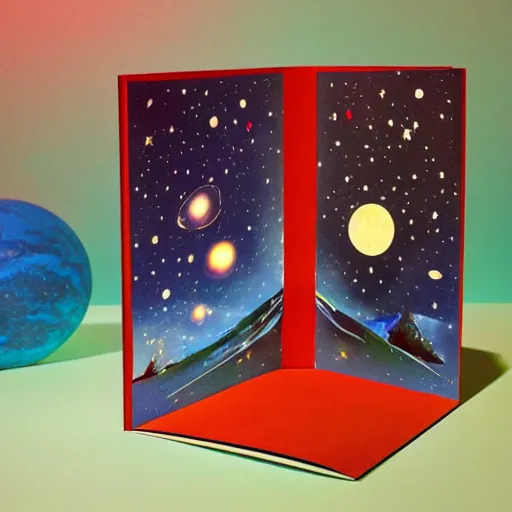 Prompt: Liminal space in outer space, Pop-up book