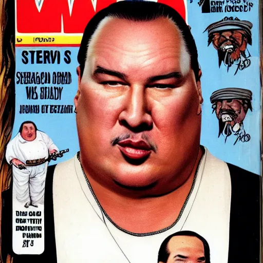 Image similar to mad magazine cover photo portrait caricature obese steven seagal