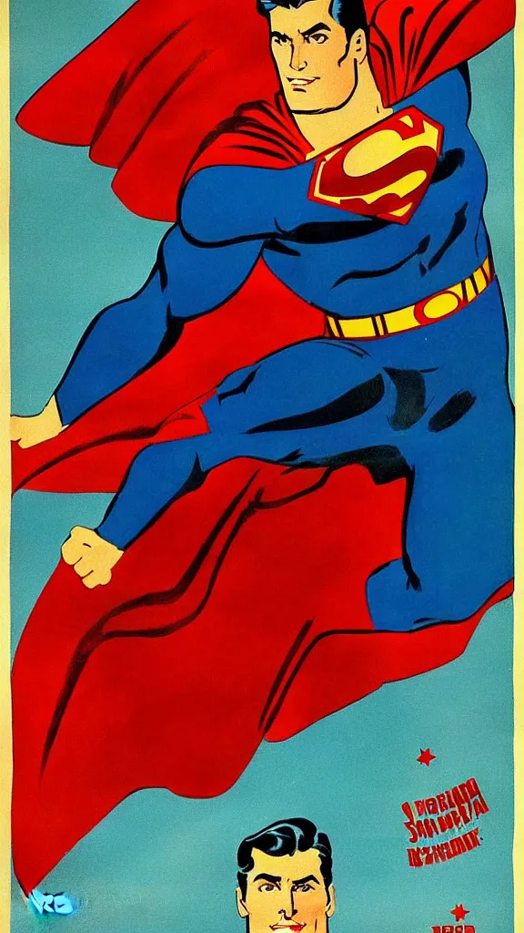 Prompt: superman soviet union propaganda poster 1 9 4 0