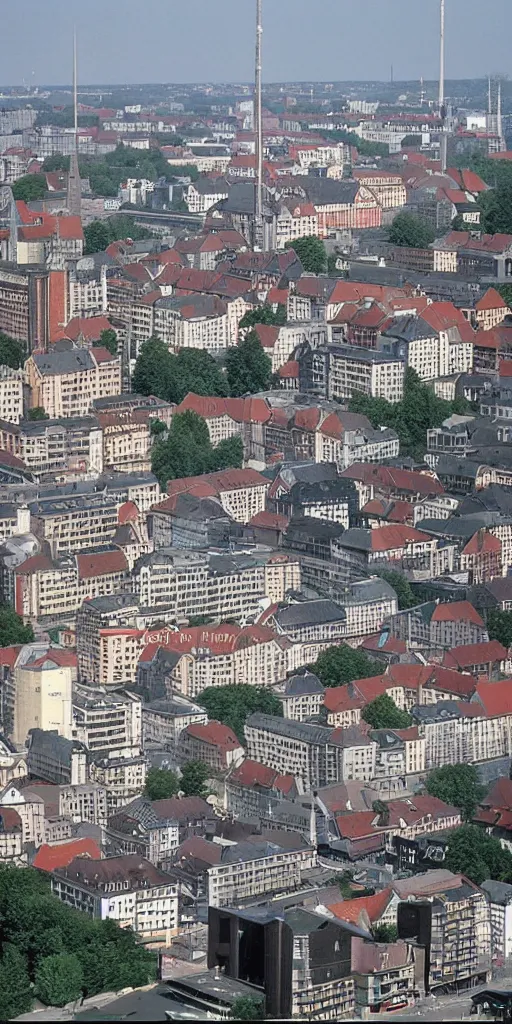 Prompt: city in gdr brutalism architecture buildings