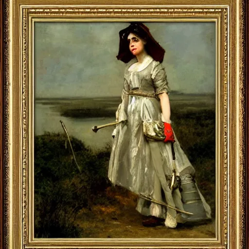 Image similar to female adventurer by alfred stevens