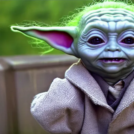 Prompt: Baby Yoda As the joker 4K quality super realistic