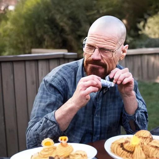 Prompt: birthday party photos of walter white