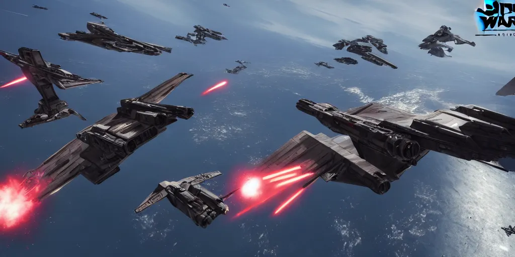 Image similar to screenshot of xwings, on sullust, ea star wars battlefront 2015, space ship battle