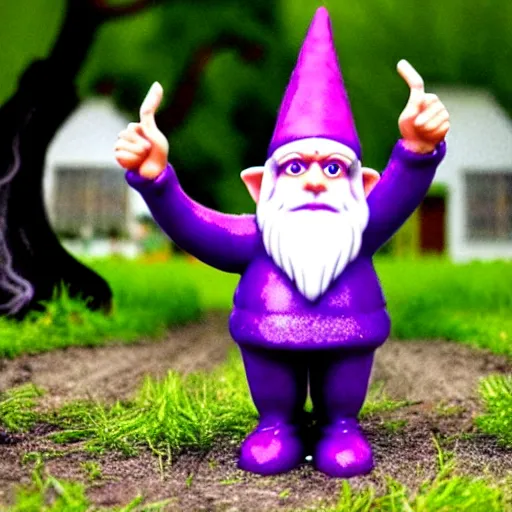 Image similar to purple gnome controlling spirits to fight off tree people in a winery. fantasy