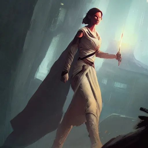 Image similar to beautiful female jedi, by greg rutkowski