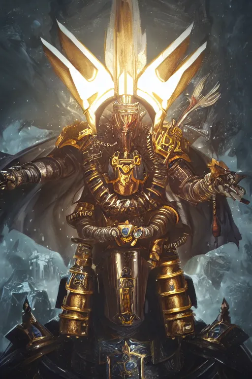 Image similar to queen portrait heros warhammer 4 0 k horus heresy fanart - the primarchs emperor by johannes helgeson animated with vfx concept artist & illustrator global illumination ray tracing hdr fanart arstation zbrush central hardmesh 8 k octane renderer comics stylized