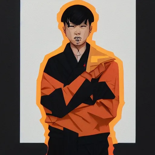 Prompt: Supreme x Yang from Sifu Profile Picture by Sachin Teng, asymmetrical, Organic Painting , Matte Painting, geometric shapes, hard edges, graffiti, street art,:2 by Sachin Teng:4