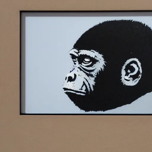 Prompt: ape as a artist made by banksy