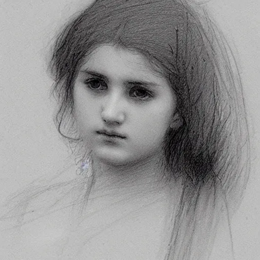 Image similar to a lonely girl by ilya repin. pencil sketch.