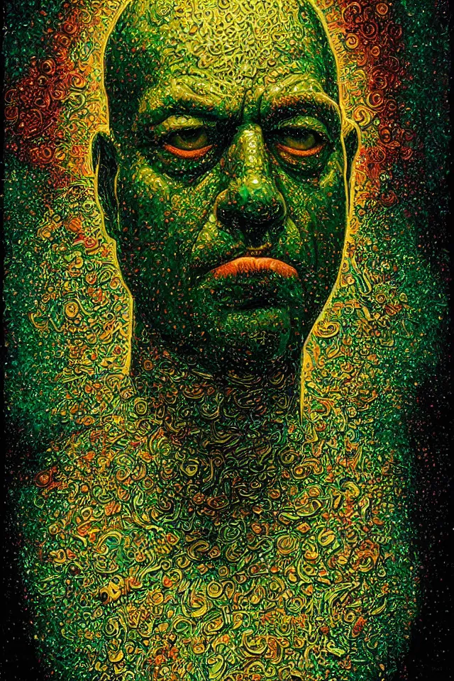 Image similar to bizarre green blacklight detailed renaissance portrait of homer simpson as a highly detailed realistic real life, dramatic cinematic lighting, 8 k, beautiful intricate painting by james r eads and tomasz alen kopera