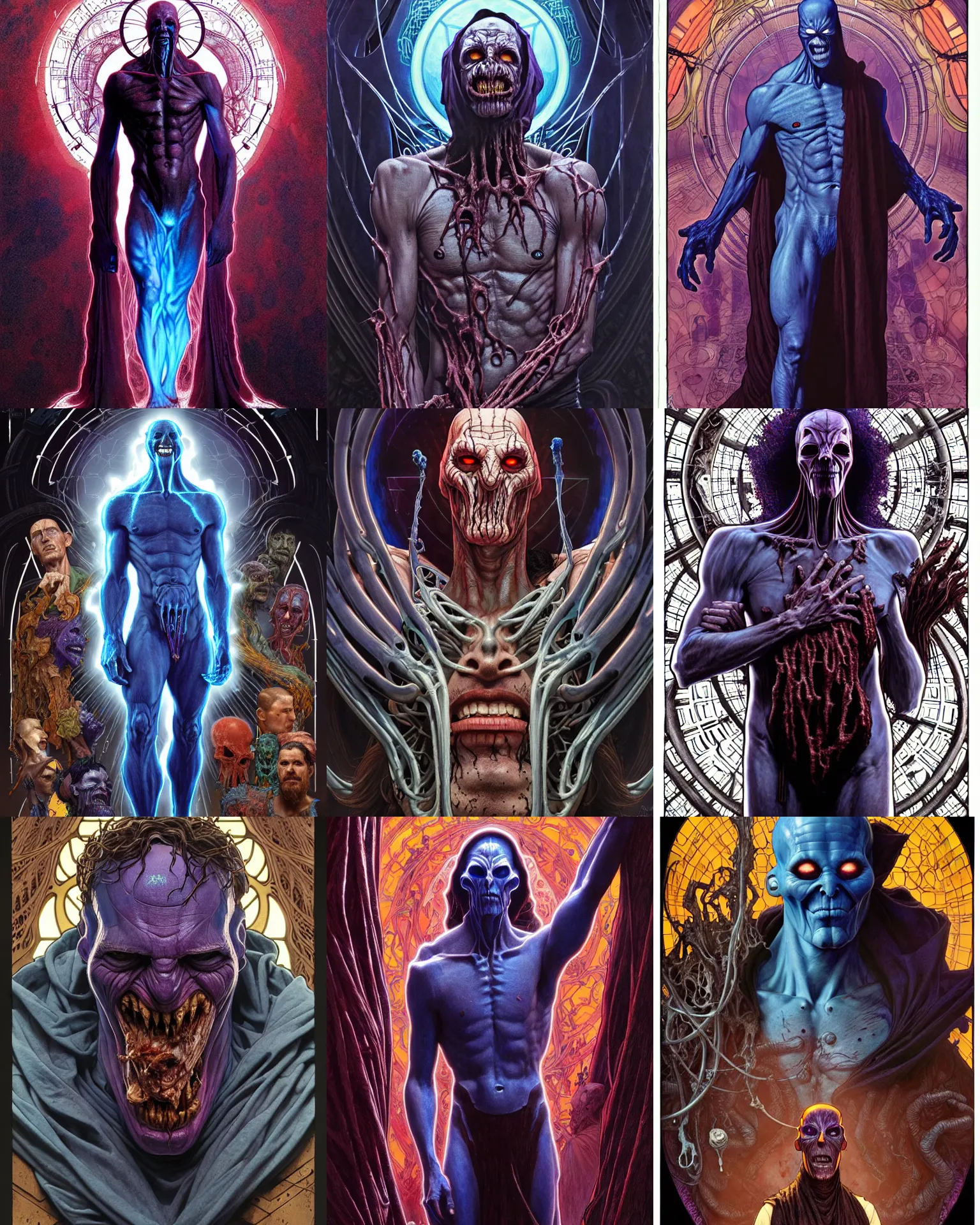Prompt: the platonic ideal salvador dhali of cletus kasady ultimate carnage thanos dementor doctor manhattan chtulu nazgul, detailed, intricate, hyperrealism, intense, scary, decay, dmt, art by brock hofer and artgerm and greg rutkowski and alphonse mucha