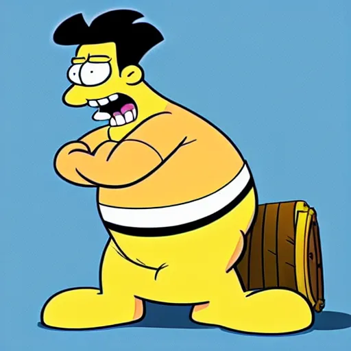 Prompt: cartoon image of Fred Flintstone in the style of Matt Groening's The Simpsons, highly detailed, very accurate