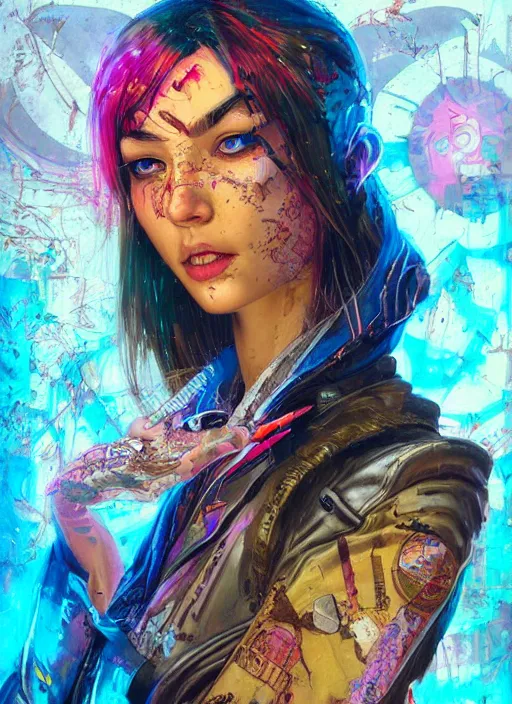 Image similar to beautiful portrait of Lofi cyberpunk jaydayoungan, by Tristan Eaton, Stanley Artgermm, Tom Bagshaw, Greg Rutkowski, Carne Griffiths. trending on DeviantArt, face enhance, hyper detailed, trending on Artstation, 8k, masterpiece, graffiti paint, fine detail, full of color, intricate detail, golden ratio illustration