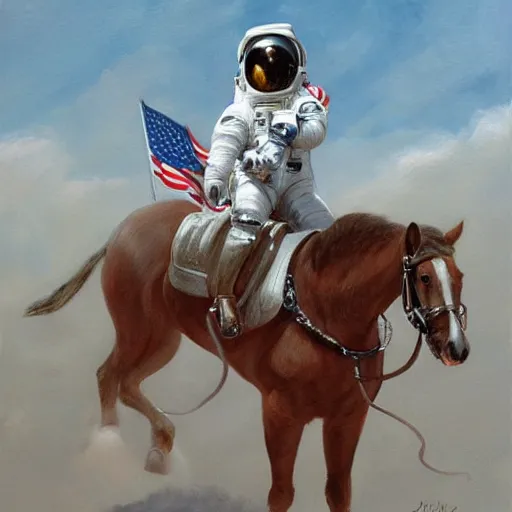 Prompt: an astronaut riding a horse, photorealistic painting