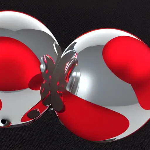 Prompt: chrome spheres on a red cube, 3d scan