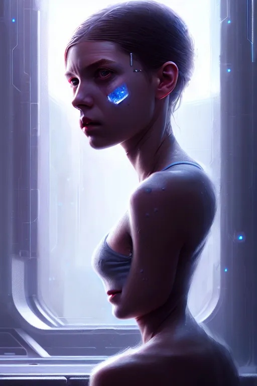 Prompt: a young, slender girl, cryocapsule, container, freezing, hyperrealistic face, beautiful eyes, fantasy art, in the style of greg rutkowski, intricate, hyperdetalized, smooth, cyberpunk, tech