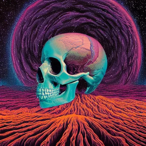 Image similar to ngc 3132 melting mysterious skull landscape by Casey Weldon, dan mumford 8k ultra high definition, upscaled, edge of the world, image credit nasa nat geo