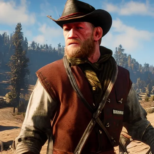 Image similar to Connor McGregor in red dead redemption 2 very detailed 4k quality super realistic