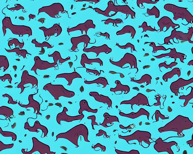 Image similar to A swarm of alien hippos, adventure time