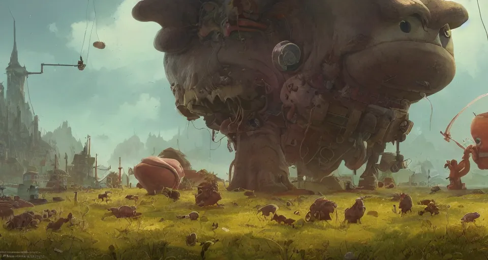 Prompt: a realistic cute giant and mini guineapigs everywhere, by simon stalenhag, frank frazetta, greg rutkowski, beeple, yoko taro, christian macnevin, beeple, epic fantasy character art, volumetric outdoor lighting, midday, high fantasy, cgsociety, cheerful colours, full length, exquisite detail, post - processing, masterpiece, cinematic