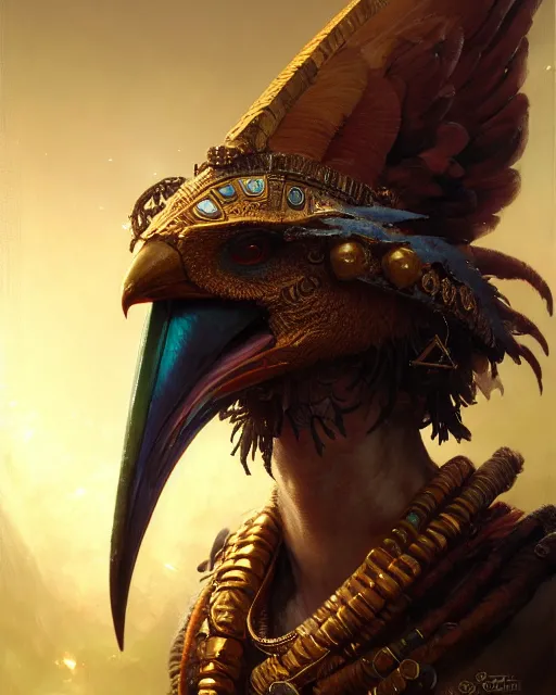 Image similar to wily ibis - headed thoth, fantasy character portrait, ultra realistic, concept art, intricate details, highly detailed by greg rutkowski, gaston bussiere, craig mullins, simon bisley