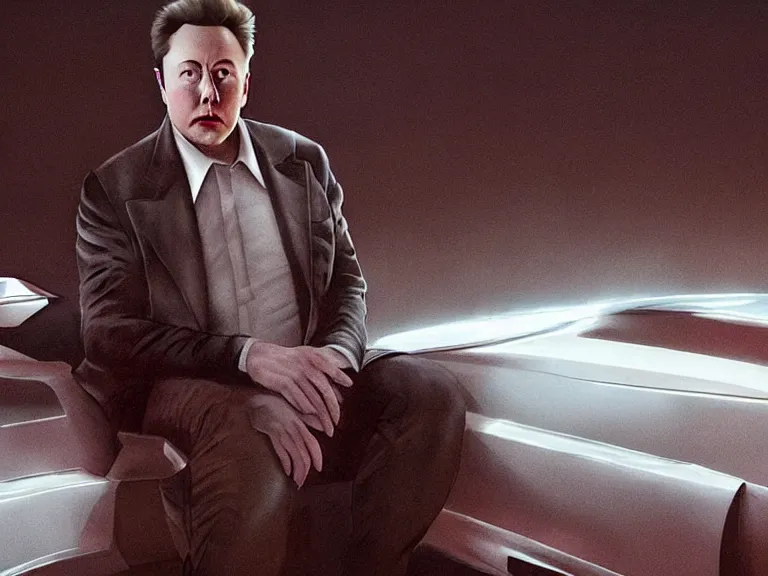 Image similar to hyperrealism aesthetic ridley scott and denis villeneuve style photography of a detailed giant elon musk, siting on a detailed ultra huge toilet and scrolling his smartphone in hyperrealism scene from detailed art house movie in style of alejandro jodorowsky and wes anderson