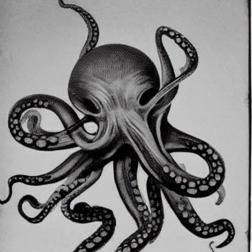 Image similar to vintage photograph of an octopus playing blues guitar with its tentacles