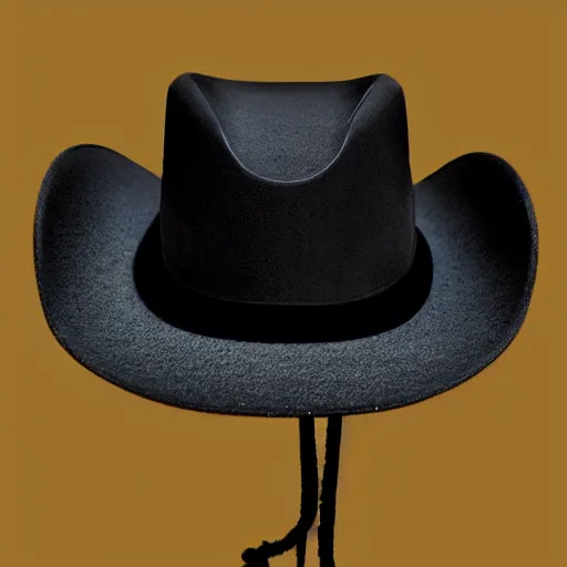 Image similar to [high tech cowboy hat in futuristic colours and fabrics, object design, couture]