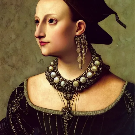 Prompt: portrait, headshot, digital painting, of a 15th century, beautiful princess, completely incased in a quarter inch thick clear plastic shell, light hair, precious jewels, baroque, ornate clothing, scifi, Space esploration, realistic, hyperdetailed, underexposed, chiaroscuro, art by caravaggio and gerome
