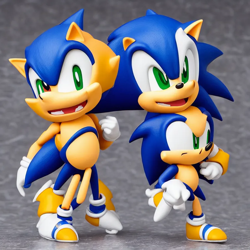 Prompt: nendroid figure of a singular sonic the hedgehog, high quality