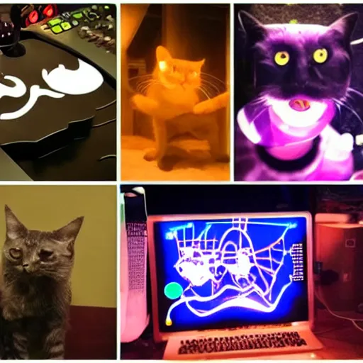 Prompt: oscilloscope, pong, played by zyzz, rave, cat in mouth