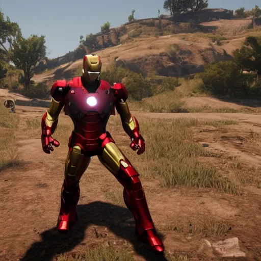 Image similar to Iron Man in red dead redemption 2 4k Quality