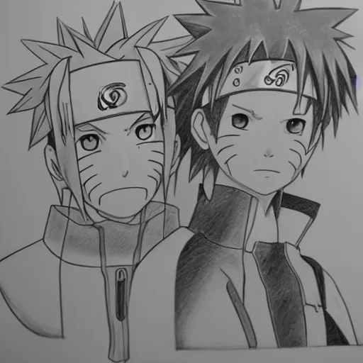 Image similar to Pencil drawing of Naruto and Sasuke