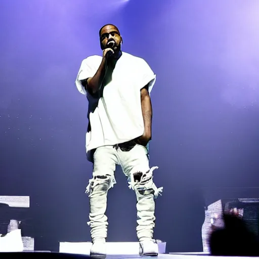 Prompt: kanye west performing live on tour with special guests, kanye west and kanye west