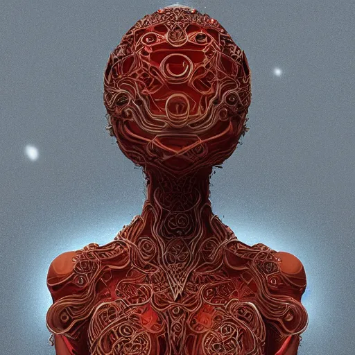 Prompt: abstract highly detailed female sculpture drawing made of white marble and red crystals quartz and minerals, ethereal lights, fine details, artstation, digital paint, fantasy, cinematic photoshooting, illustration, 8 k, intricate golden filigree, octane render, hypperrealistic painting, abstract liquid, concept art, painting by james gilleard and minna sundberg